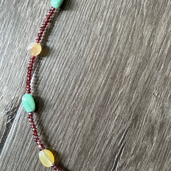 Handmade gemstone layering necklace of garnet, Amazonite and Botswana agate. - Picture 6 of 16